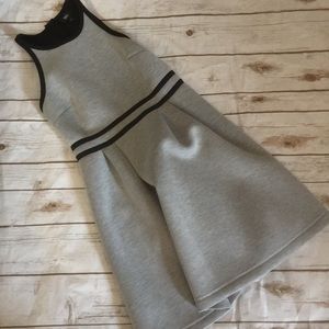 Scuba Like Material Dress - Grey and Black